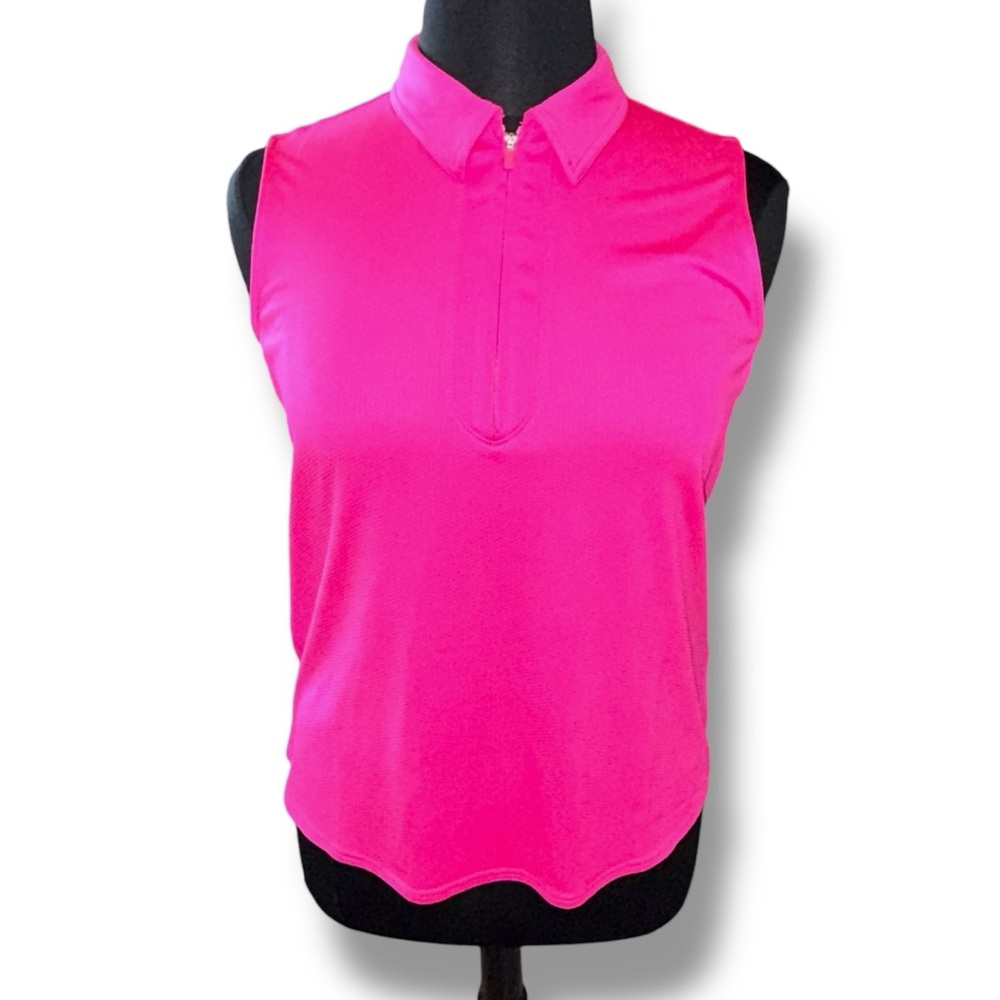 JOFIT Sleeveless Zip-Collar Tank - Fluorescent Pink XL